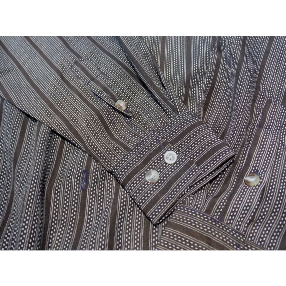 Vintage Gachu Men Shirt Large L Long Sleeve Disco Y2K Brown Button Up - Picture 8 of 11